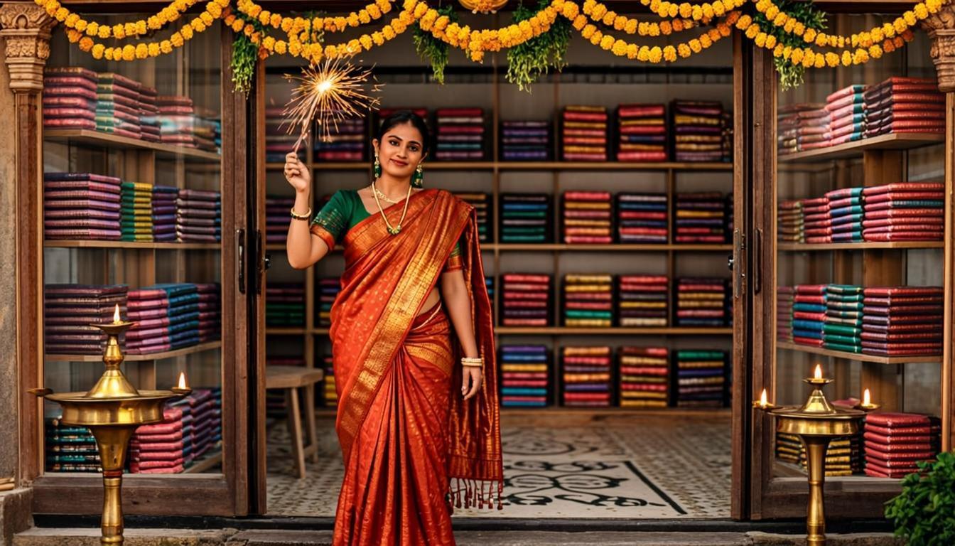 Diwali Grand Saree Mela festival illustration