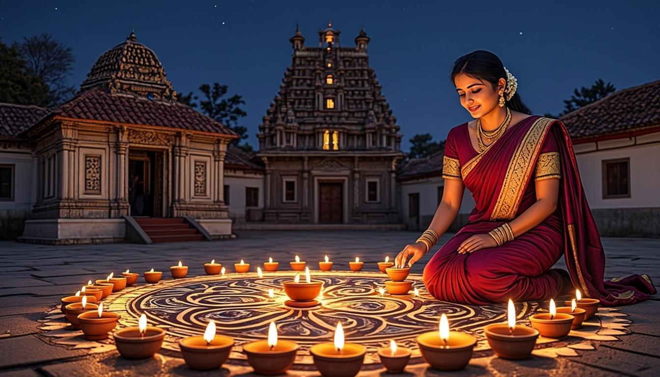 Karthigai Deepam festival illustration