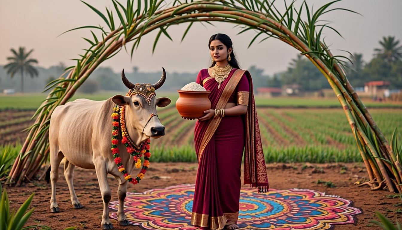 Thai Pongal festival illustration